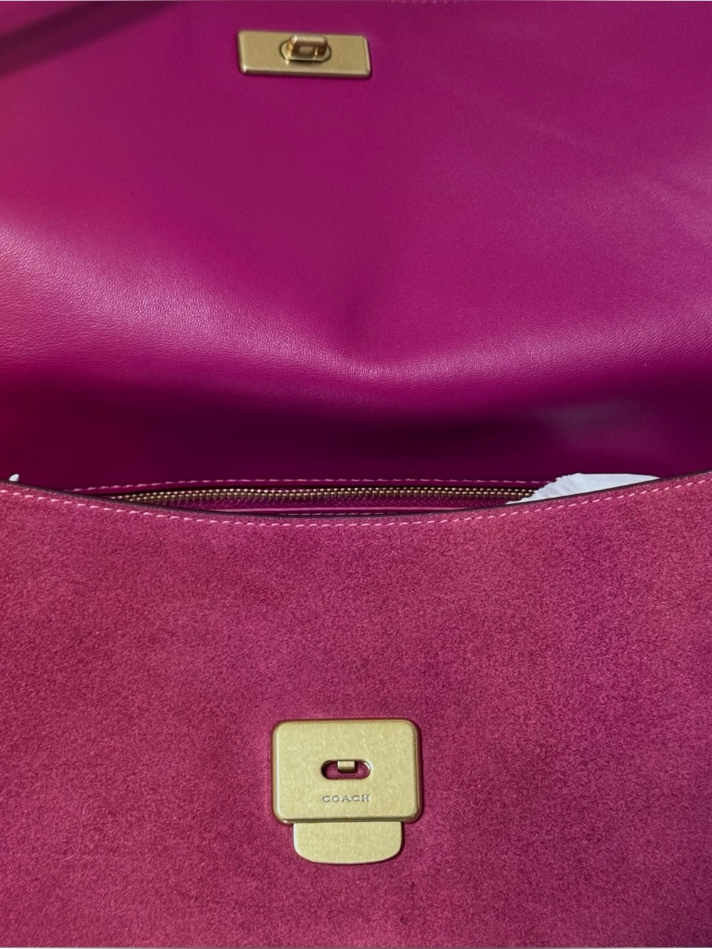 COACH Chelsea Shoulder Bag 30, DARK FUCHSIA SUEDE - Picture 6 of 10